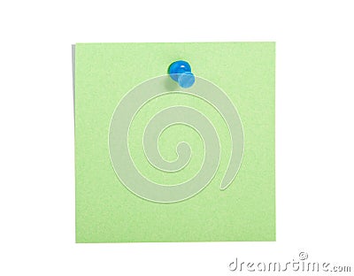 Green reminder note with blue pin Stock Photo