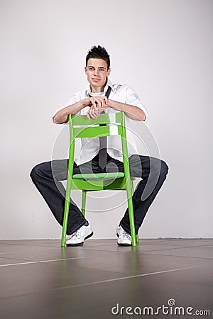 Green retro chair Stock Photo