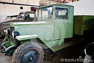 Green retro truck Stock Photo