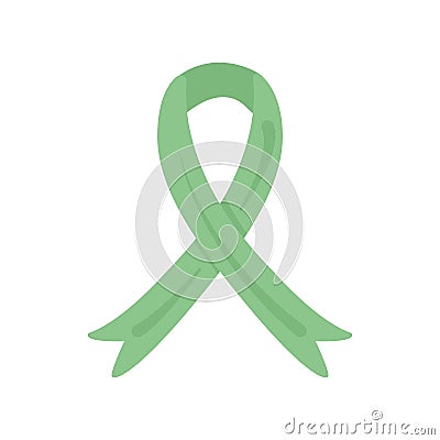 Green Ribbon international symbol of Mental Health Awareness Month or Week in May. Vector illustration in flat style Vector Illustration