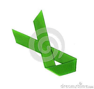Green ribbon isolated on white Stock Photo