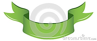 Green ribbon template. Blank curved cartoon flag Vector Illustration