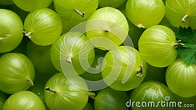 Green ripe gooseberries background close up. generative ai Stock Photo