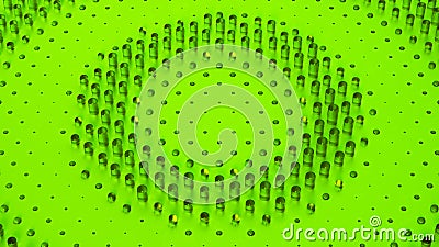 Green ripple of glass cylinders 3D rendering illustration Cartoon Illustration