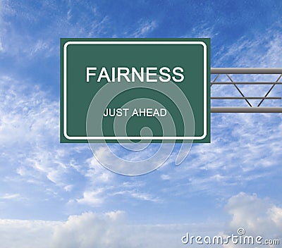 Road Sign to Fairness Stock Photo
