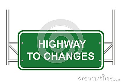 Green road sign with words Highway To Changes on white background Stock Photo