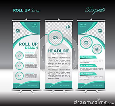 Green Roll Up Banner template vector illustration Vector Illustration