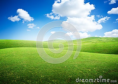 Green Rolling Fields Stock Photo