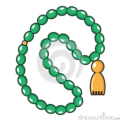 Green rosary icon, cartoon style Vector Illustration