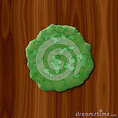 Green rotten slime on wood background Cartoon Illustration