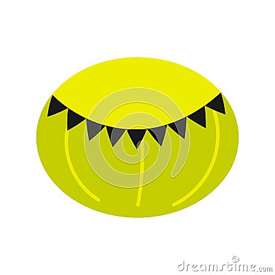Green round beanbag chair isolated icon. Vector Illustration