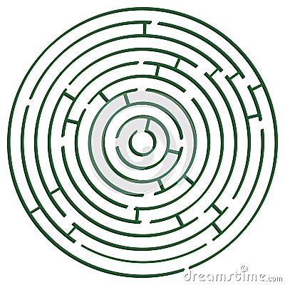 Green round maze against white Vector Illustration