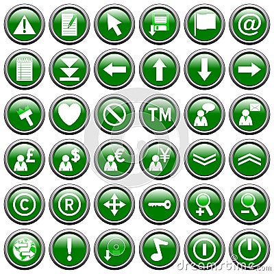 Green Round Web Buttons [2] Stock Photo