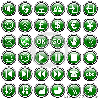 Green Round Web Buttons [3] Stock Photo