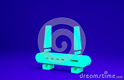 Green Router and wi-fi signal icon isolated on blue background. Wireless ethernet modem router. Computer technology Cartoon Illustration