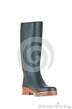 Green rubber boot Stock Photo