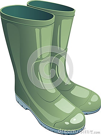 Green rubber boots Vector Illustration