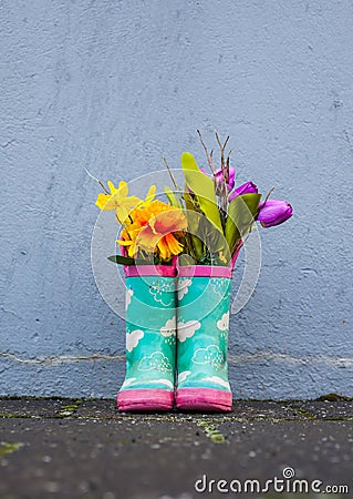 Green Rubber Boots Stock Photo