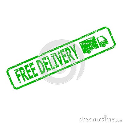 Green rubber stamp free delivery cargo Vector Illustration