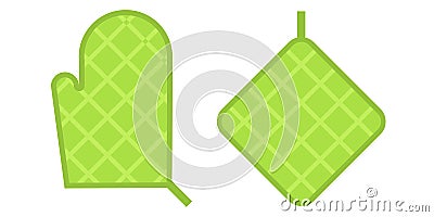 Green Safety kitchen Potholder Vector Illustration