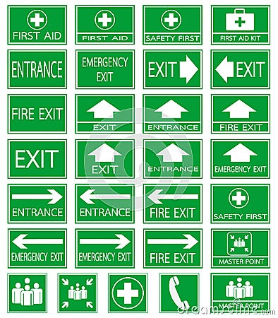 Green safty sign Vector Illustration