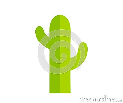 Green saguaro cactus flat icon Vector Illustration