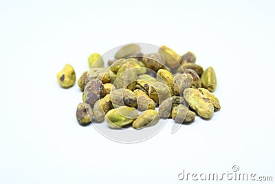 green salted pistachios isolated Stock Photo