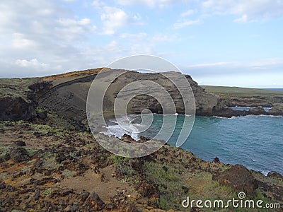 Green sand beach - Big Island Stock Photo