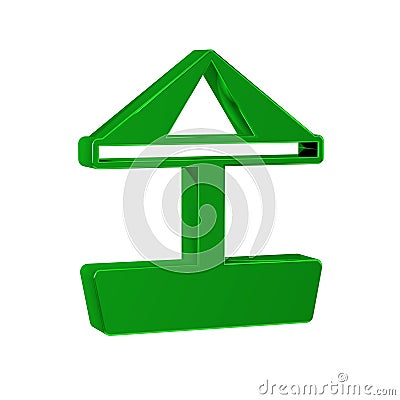 Green Sandbox for kids with sand and umbrella icon isolated on transparent background. Stock Photo