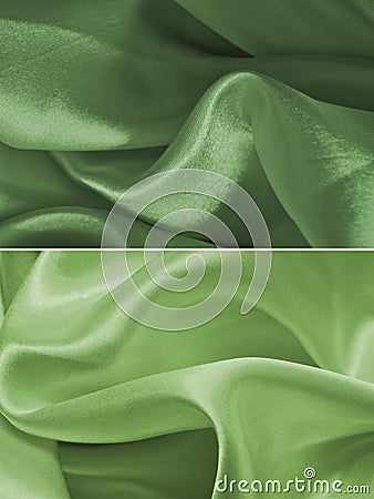 Green satin fabric texture Stock Photo