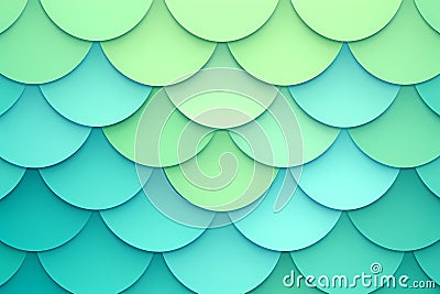 Green scales pattern abstract background. Wallpaper, backdrop. 3D render illustration. Dragon, reptile Cartoon Illustration