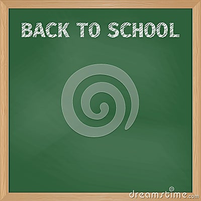 Green school board with chalk inscription Back to School. Vector Illustration