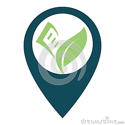 Green School Location Logo Design. Vector Illustration