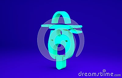 Green Scooter icon isolated on blue background. Minimalism concept. 3d illustration 3D render Cartoon Illustration