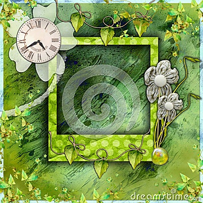 Green scrapbook photo album Stock Photo