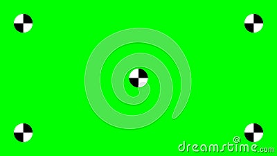Green screen background with tracking cross marks. Chroma key technique. Video technology to add visual effects or VFX Vector Illustration