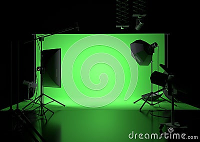 Green Screen Empty Studio Background Cartoon Illustration