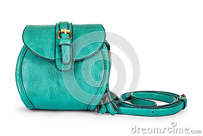 Green sea ladies leather bag Stock Photo