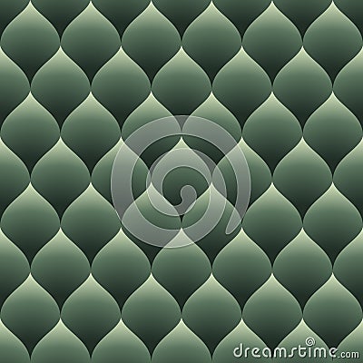 Green seamless curved diamonds pattern. Vector Illustration