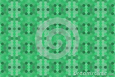 Green seamless mosaic pattern. Abstract hexagon background for wallpaper, backdrop, illustration and other applications. Vector. Cartoon Illustration