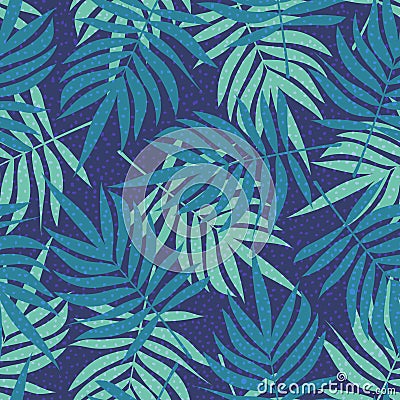 Green Seamless Pattern with Palm Leaves. Vector Summer Jungle Background. Tropical Texture Vector Illustration