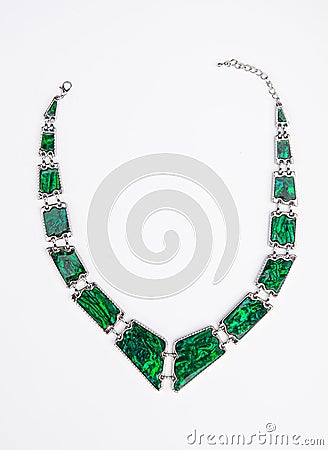 Green sectioned necklace jewelry Stock Photo