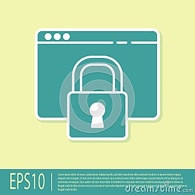 Green Secure your site with HTTPS, SSL icon isolated on yellow background. Internet communication protocol. Vector Vector Illustration