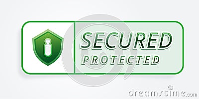 Green secured verified logo shield with checklist lock and star isolated badge illustration Vector Illustration