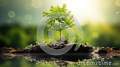 Green seedling growing in a thriving ecosystem Stock Photo