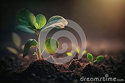 Green seedling illustrating concept of new life and eco-friendly development. Generative AI Stock Photo