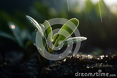 Green seedling illustrating concept of new life and eco-friendly development generative ai Stock Photo