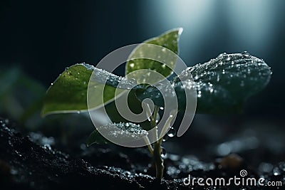 Green seedling illustrating concept of new life and eco-friendly development generative ai Stock Photo