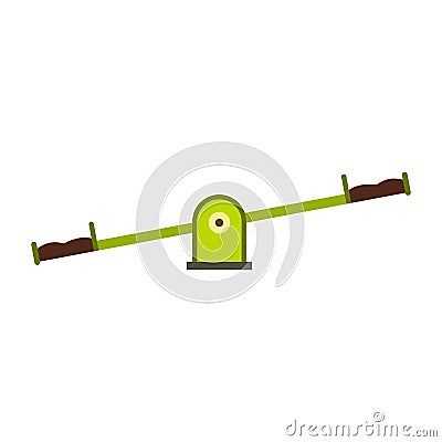 Green seesaw icon in flat style Vector Illustration