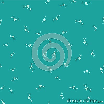 Green Seesaw icon isolated seamless pattern on green background. Teeter equal board. Playground symbol. Vector Vector Illustration
